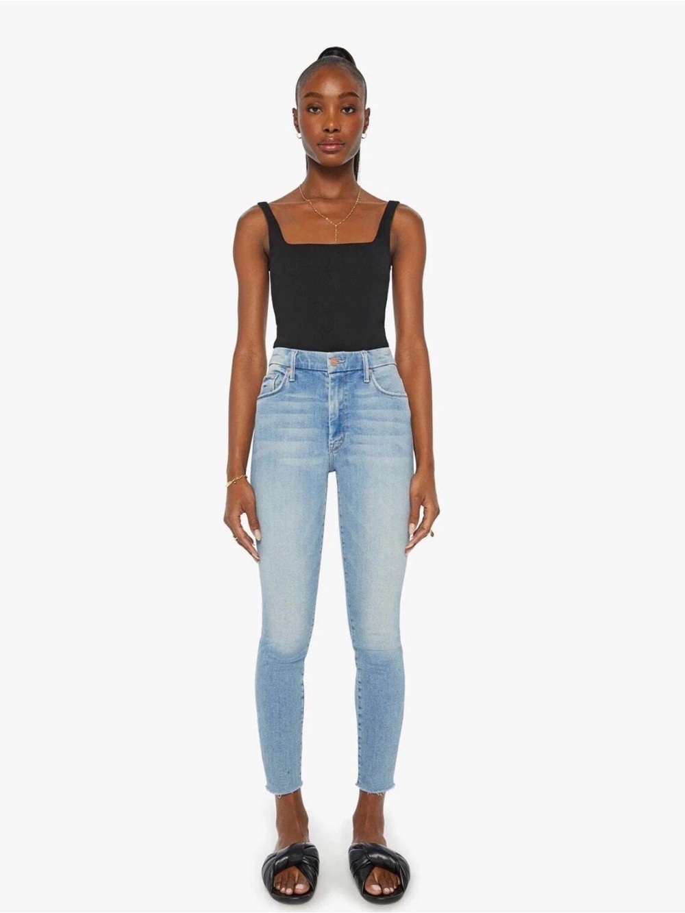 MOTHER The High Waisted Looker Ankle Fray Jeans Au Revoir Size 27